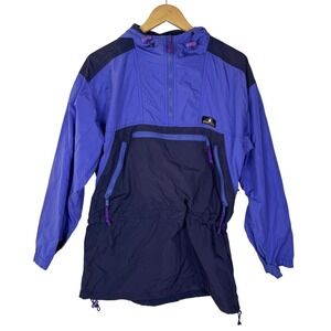 Vintage Sierra Designs Anorak Windbreaker Jacket Purple Navy Half Zip Hooded S